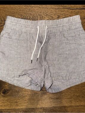 Athleta Light Gray Linen Drawstring Shorts